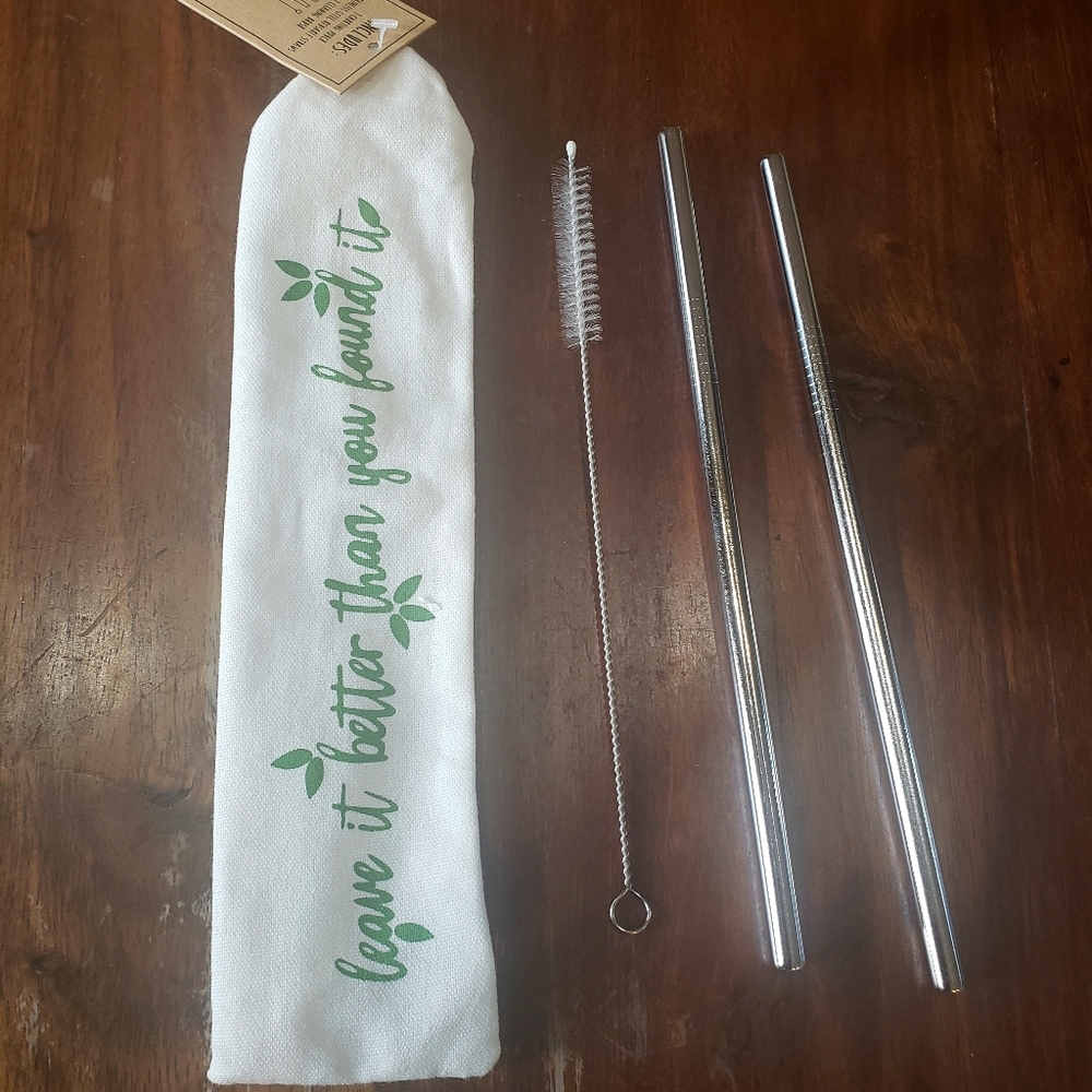Stainless steel reusable straws.  NEW
